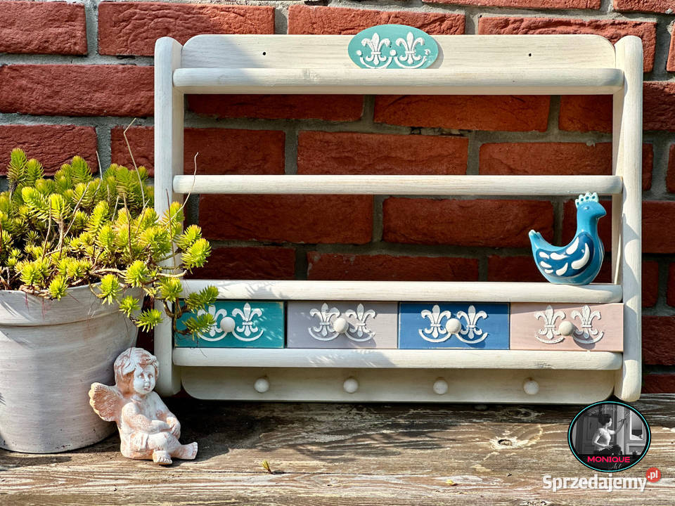 Półka kuchenna drewniana shabby chic Akcesoria kuchenne Jelcz-Laskowice
