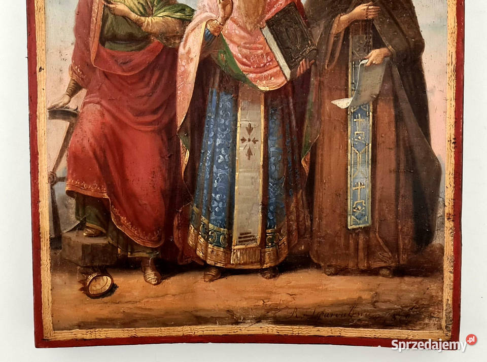 Ikona Święci Katarzyna Cyryl i Metody 1872r 0063 Malarstwo