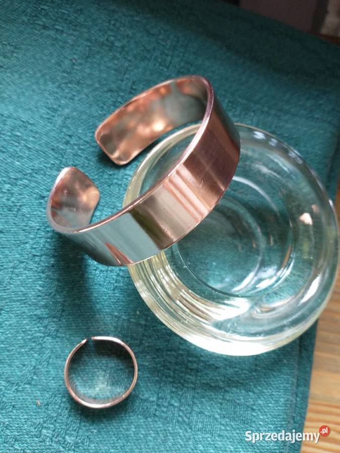 Komplet bransoletka obrączka miedź rękodzieło łódzkie