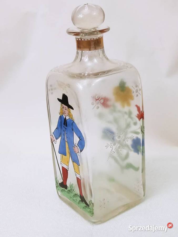 Fritz Hecker Karafka Szkło Emalia Porcelana i szkło sprzedam