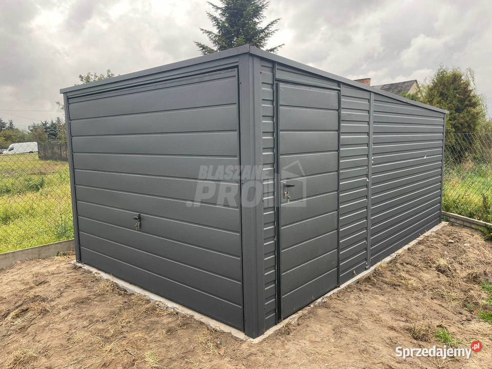 Garaż blaszany 3x5m Brama uchylna drzwi Antracyt Kostrzyn nad Odrą