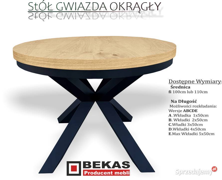 Zestaw STÓŁ Okrągły Gwiazda 4 Krzesła Warszawa