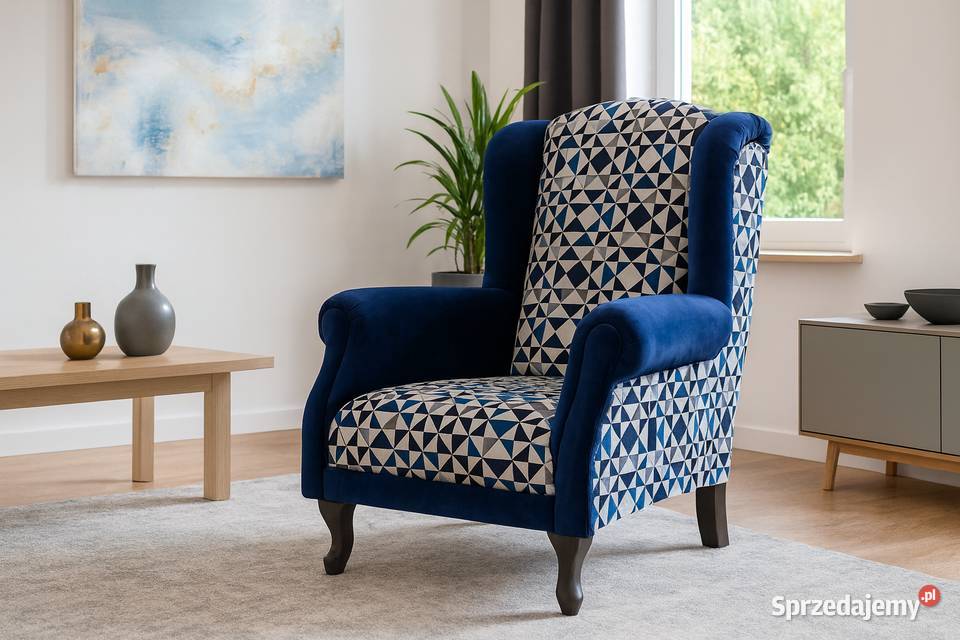 Stylowy Fotel Uszak Skandynawski Wygodny Kazimierz Biskupi sprzedam