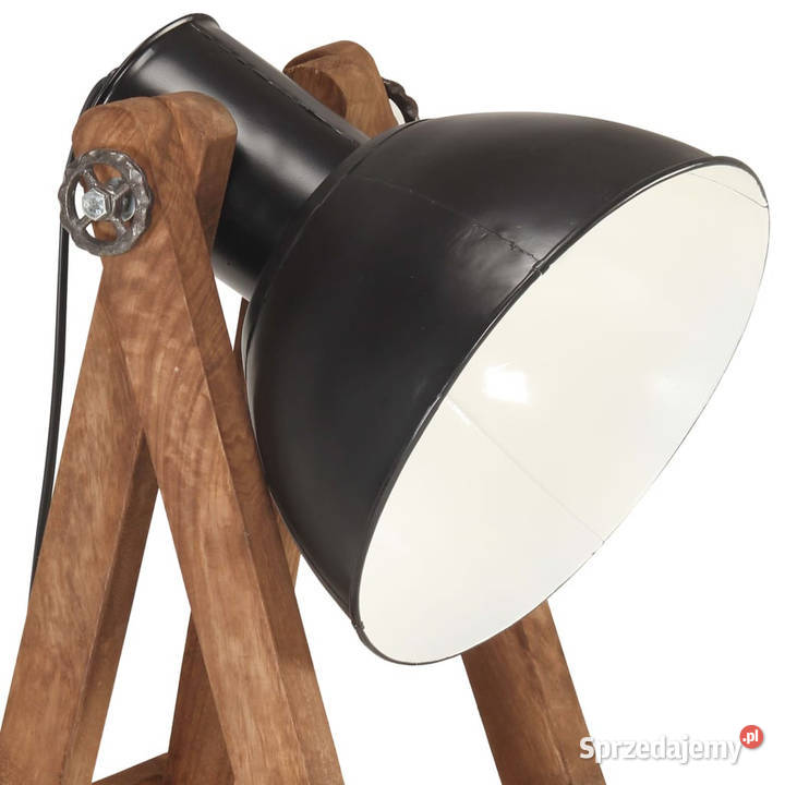 Lampy podłogowe 3 czarne E27 lite drewno mango mazowieckie Warszawa