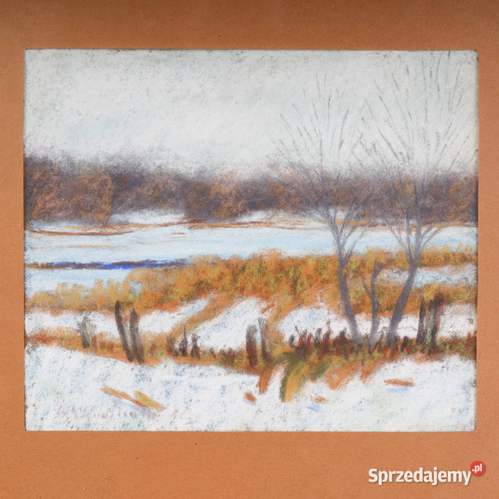 ARTexpert Zimowy Pejzaż Oryginalny Obraz Pastel Dobrzany