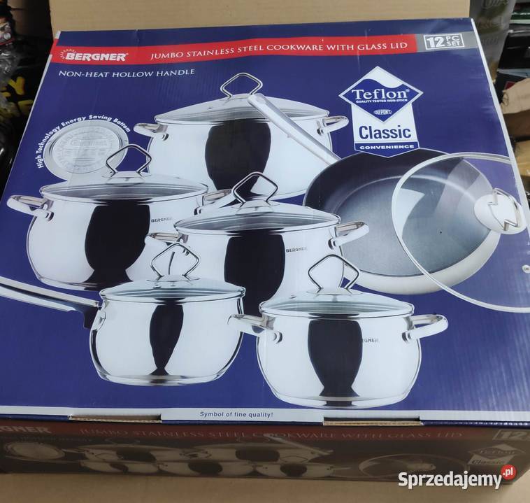 Garnki Bergner jumbo 12 el z patelnią teflon łódzkie
