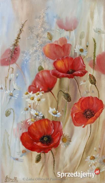 Makowa Łąka ręcznie malowany olejny Lidia Malarstwo małopolskie Nowy Sącz