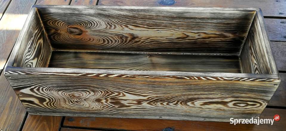 Doniczka drewniana osłonka drewniana opalana Radków