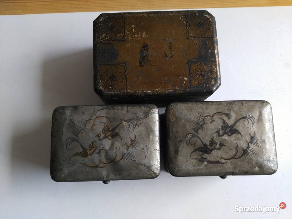 3 x stara przedwojenna metalowa puszka Weska Dąbrowa Górnicza