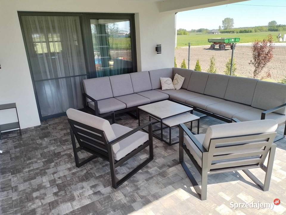 Meble ogrodowe Zestaw XXL 10 osób Metalowe czarny Opoczno