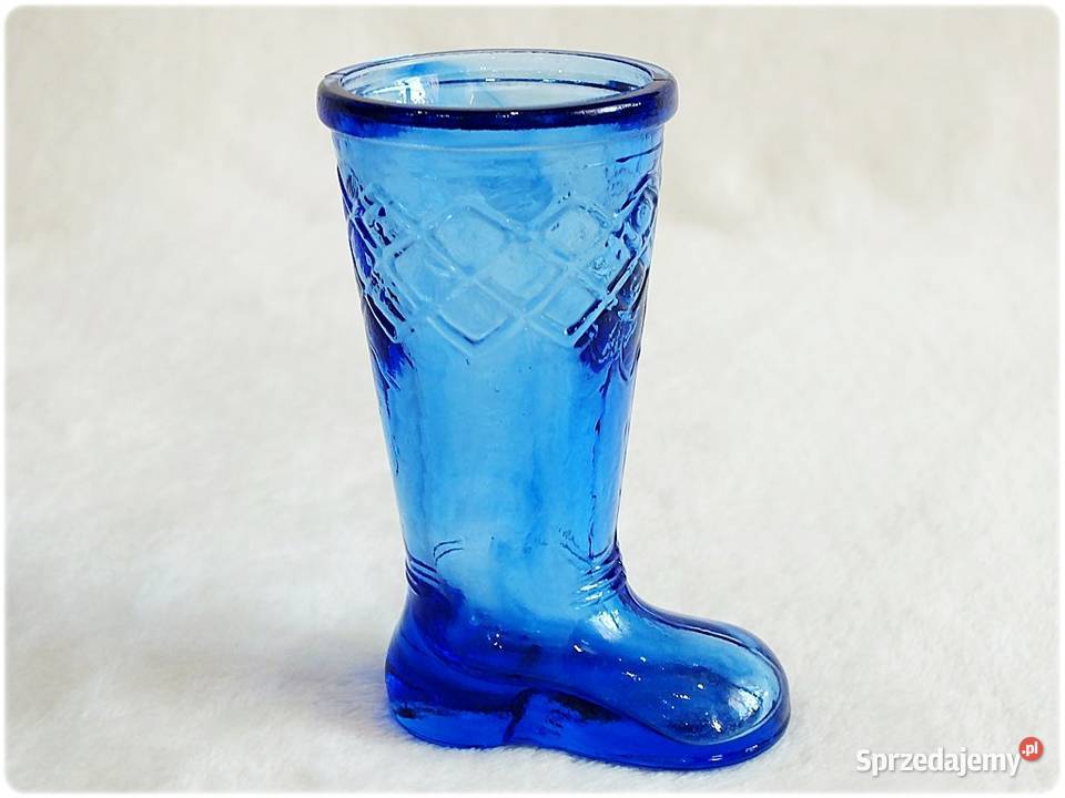 Stary szklany Bucik Czeski Niebieski Kieliszek Porcelana i szkło Żary