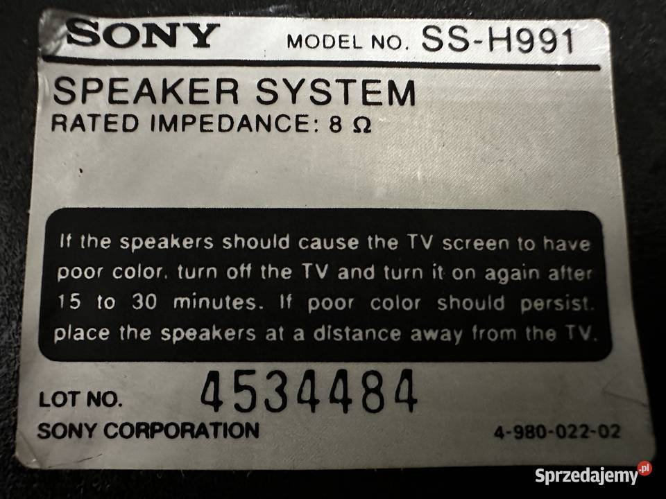 Kolumny SONY SS H991 wysyłka Gołąb sprzedam