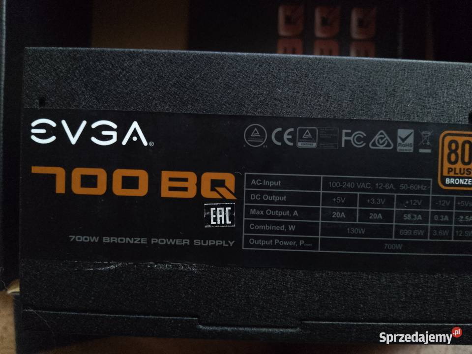 Zasilacz komputerowy EVGA 700 B3 Bronze Plus 100 kujawsko-pomorskie
