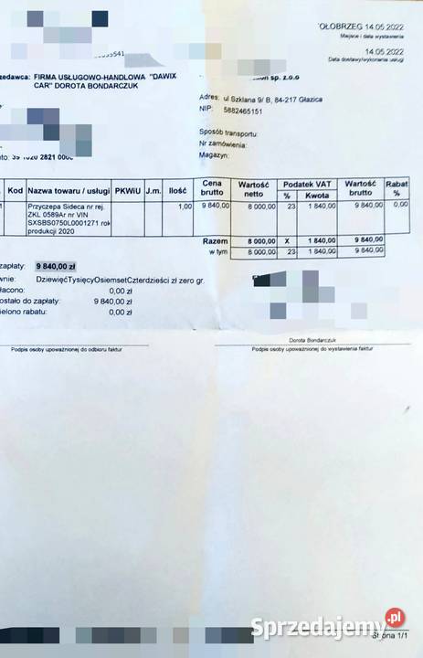 Przyczepka Lekka 2 osiowa Sidecar do 750 dmc Głazica sprzedam