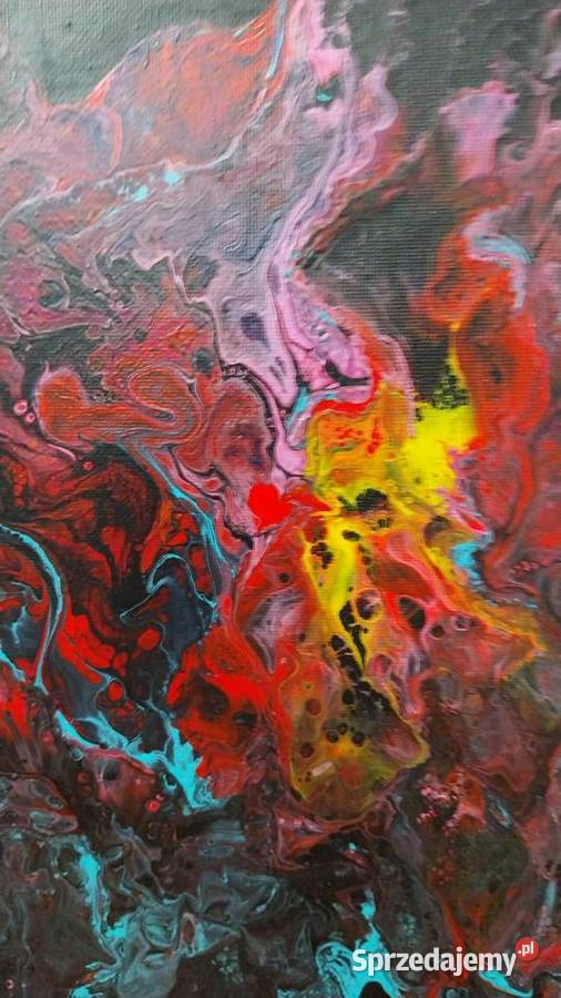 Abstrakcyjny obraz Back to własnoręcznie czerwony Ciechanów