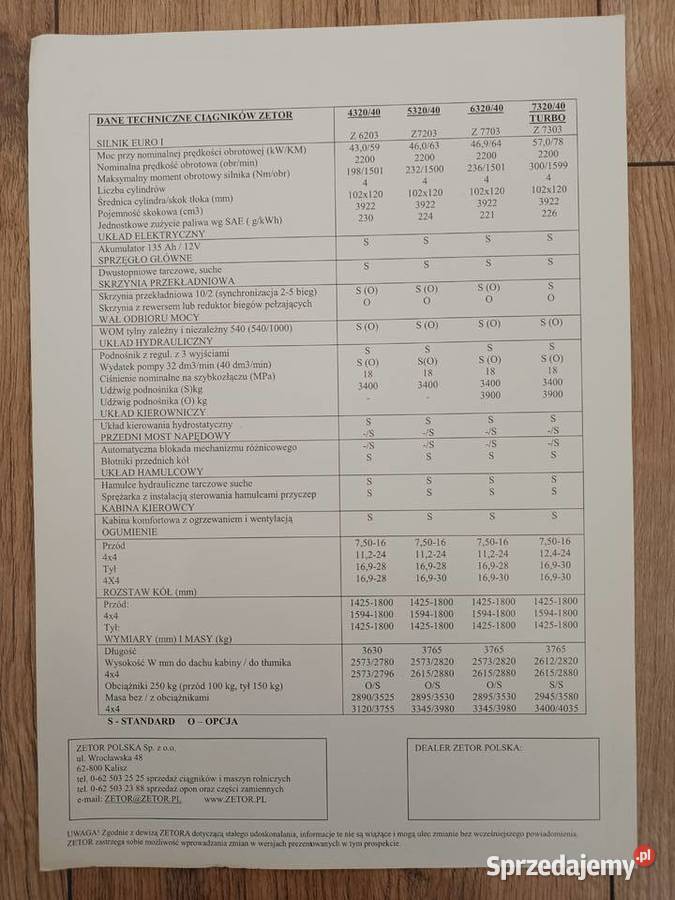 Prospekt Zetor EKO 532040 732040 Turbo Biała Podlaska