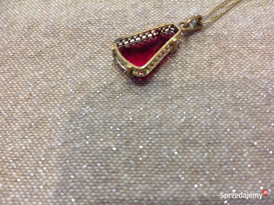 Stara Zawieszka Pozłacana Wisiorek z Czerwonym Nowa Sól