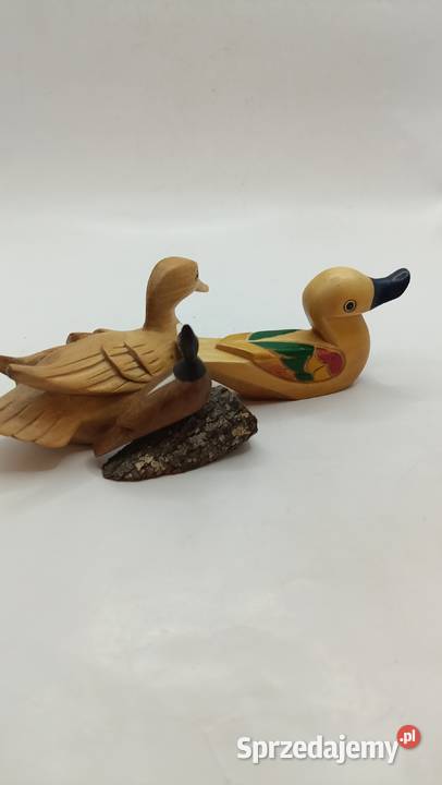 Drewniane figurki dekoracja rzeźba ptaki kaczki Rękodzieło Zamość