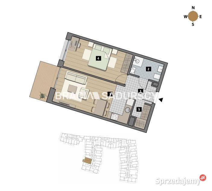 Mieszkanie Kraków 4505m2 2 pokojowe Piętro 1