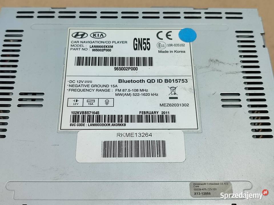 RADIO NAVI KIA SORENTO II 20102015 965002P000 osobowe