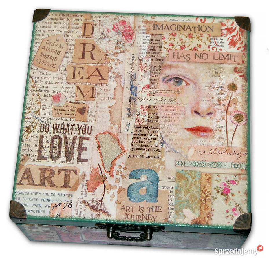 SZKATUŁKA pudełko drewniane DREAM LOVE ART 20x20 Dekoracje i ozdoby Bydgoszcz