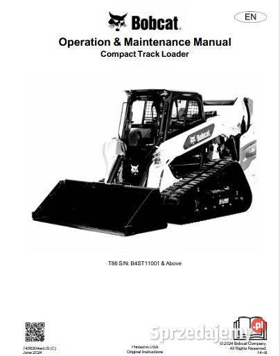 Bobcat E88 T86 instrukcja naprawcza serwisowa Kielce sprzedam