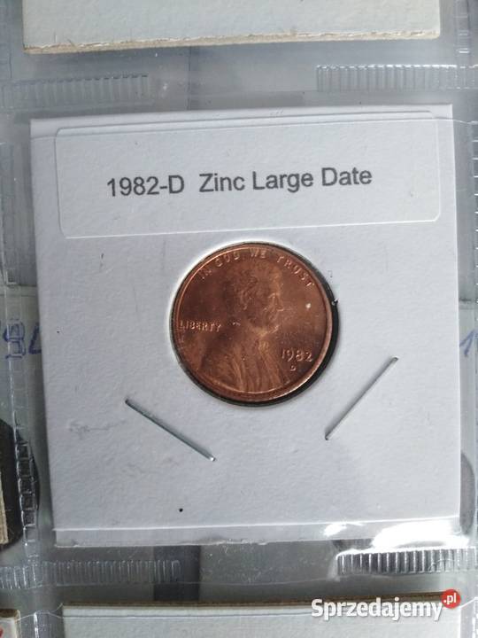 1 cent lincoln usa 1982 D cynk duża data Antyki, Sztuka, Kolekcje
