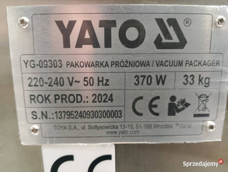 YG09303 PAKOWARKA PRÓŻNIOWAKOMOROWA 260MM