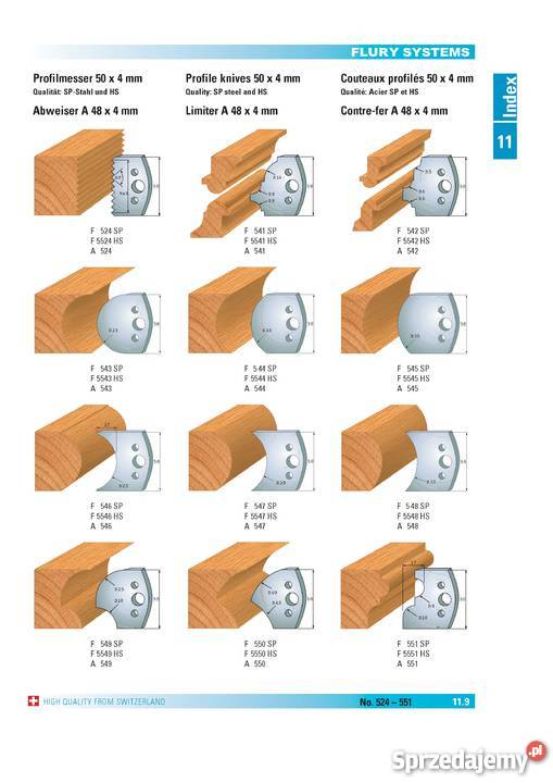 Noże profilowe 50x4mm do głowicy uniwersalnej Warszawa