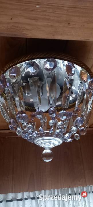 Mały plafon z kryształami mosiężna rama Skierniewice