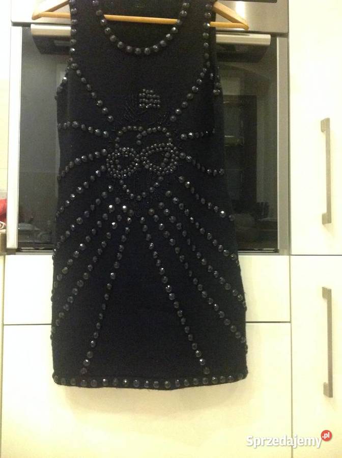 Efektowana Czarna Mini Sukienka Sweterkowa