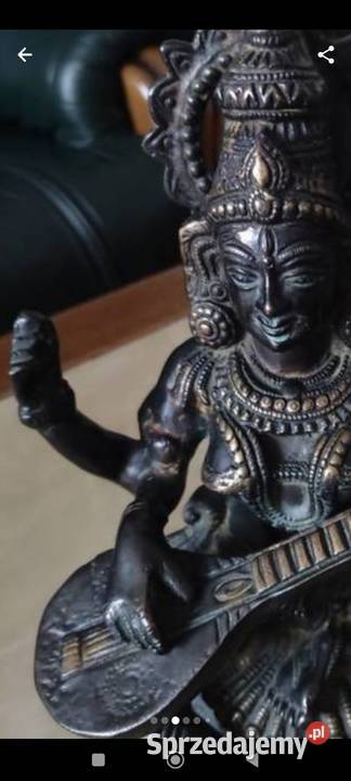Antyczna rzeźba z brązu Bogini Saraswati duża 5 Janów Lubelski