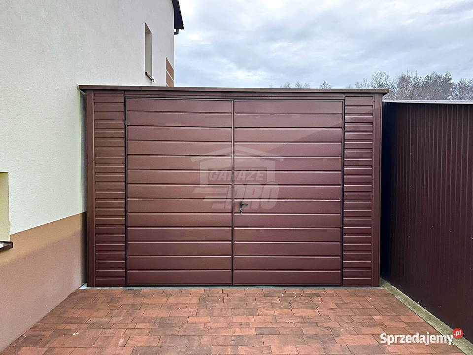 Garaż blaszany 3x6m brama dwuskrzydłowa 2x okno