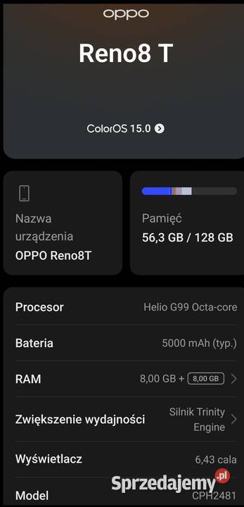 OPPO RENO 8T Pozostałe lubelskie Ostrów Lubelski