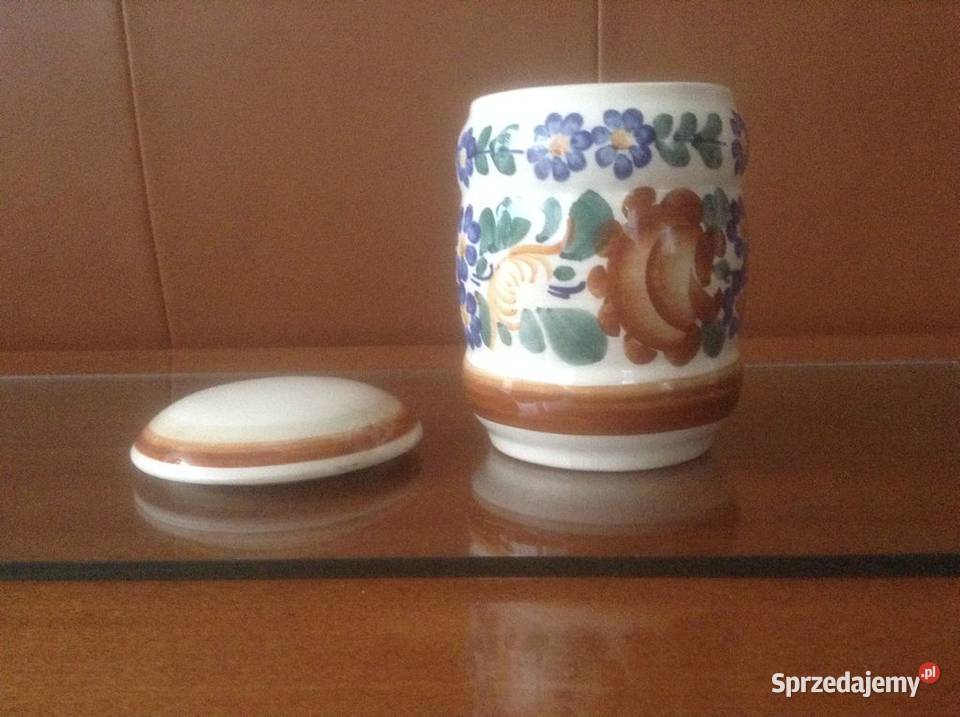 Pojemnik z przykrywką ręcznie malowany sygnowany Opole