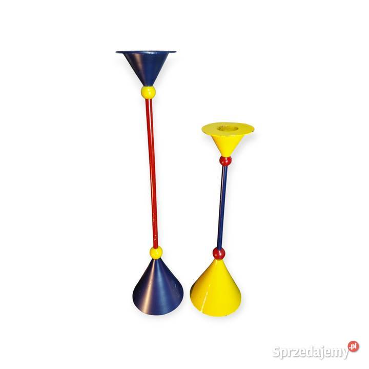 Świeczniki 2 Memphis style vintage lata 80 Kalisz