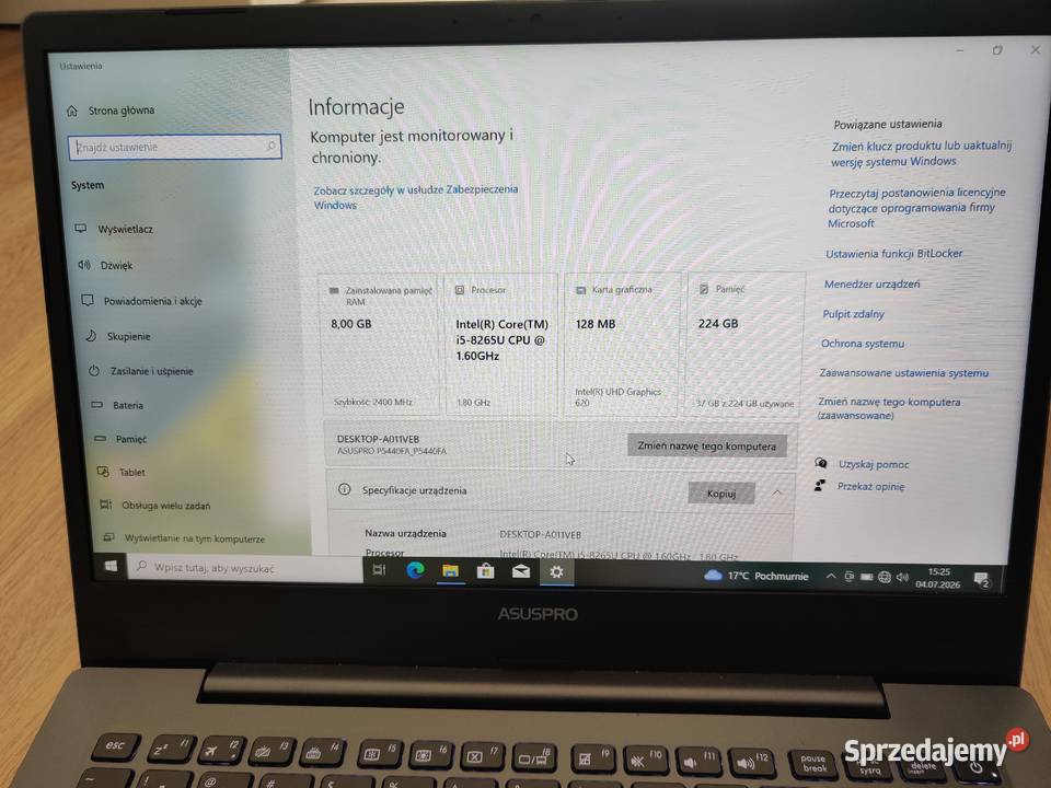 Laptop ASUS P5440FA Intel Core i58265U 8 GB RAM 250 Wierzchowiska Drugie