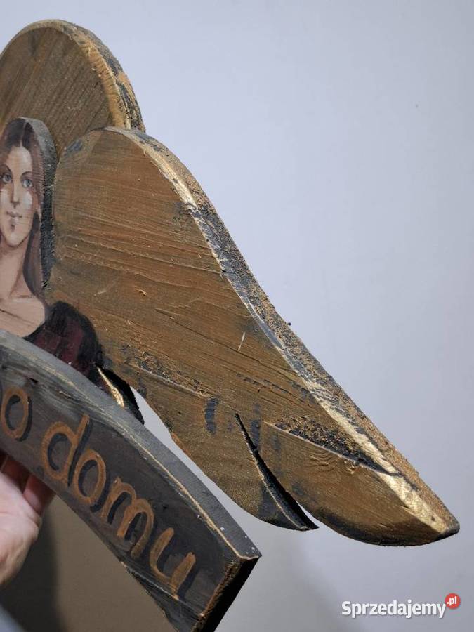 Drewniany obraz rękodzieło vintage hand made małopolskie Kraków