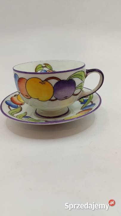 Filiżanka ze spodkiem mała owocowe zdobienie Zamość