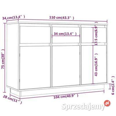 vidaXL Szafka 110x34x75 lite drewno sosnowe Dom i Ogród Warszawa