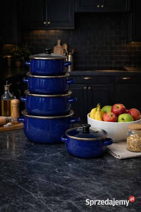 Nowe Garnki Emaliowane Zestaw 5 pomorskie Ustka