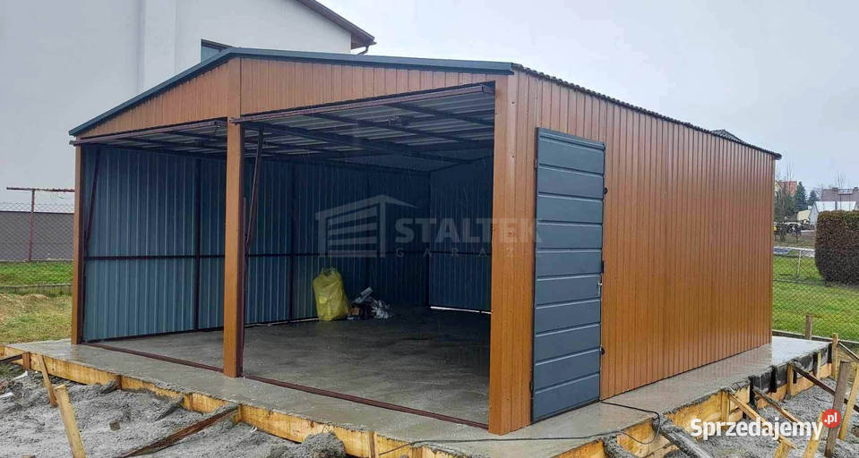 Garaż blaszany 6x6 2x Brama drzwi drewnopodobny Żnin
