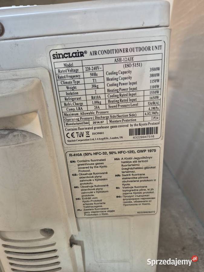 Klimatyzacja klimatyzator z agregatem SINCLAIR Klimatyzatory Dom i Ogród śląskie Siewierz