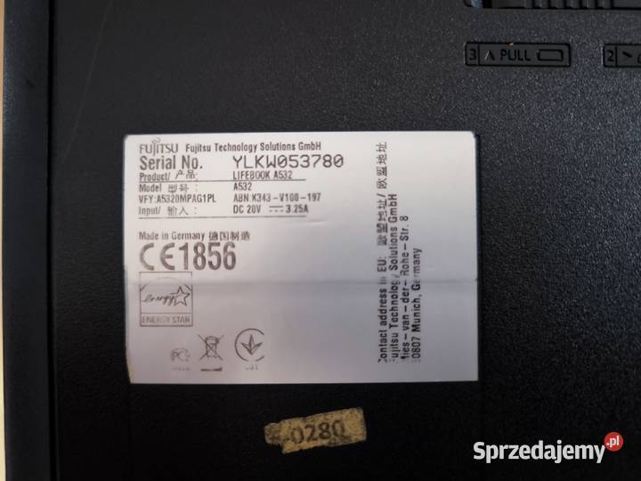 Fujitsu 156 Intel Core i5 26 GHz 4GB RAM 500GB Liczba rdzeni 2 małopolskie