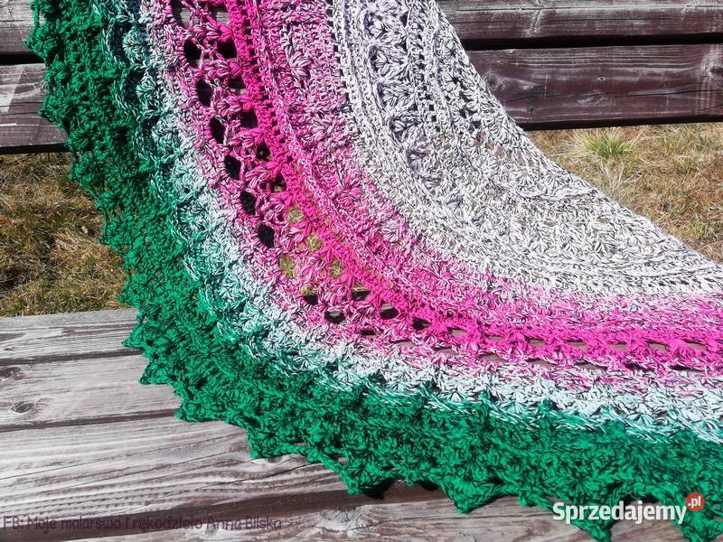 Chusta ombre półokrągłapudrowy róż zieleń