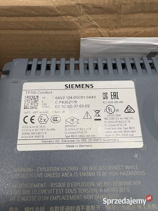 Siemens 6AV2 1240GC010AX0 HMI Panel Warszawa