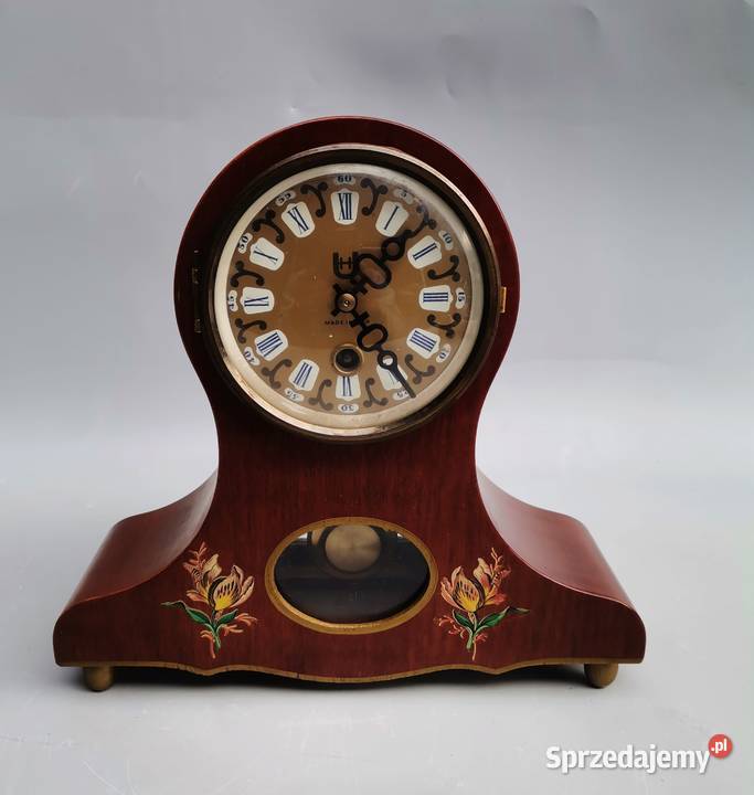 Zegar kominkowy, mechaniczny drewniany Uhrenwerk Halle