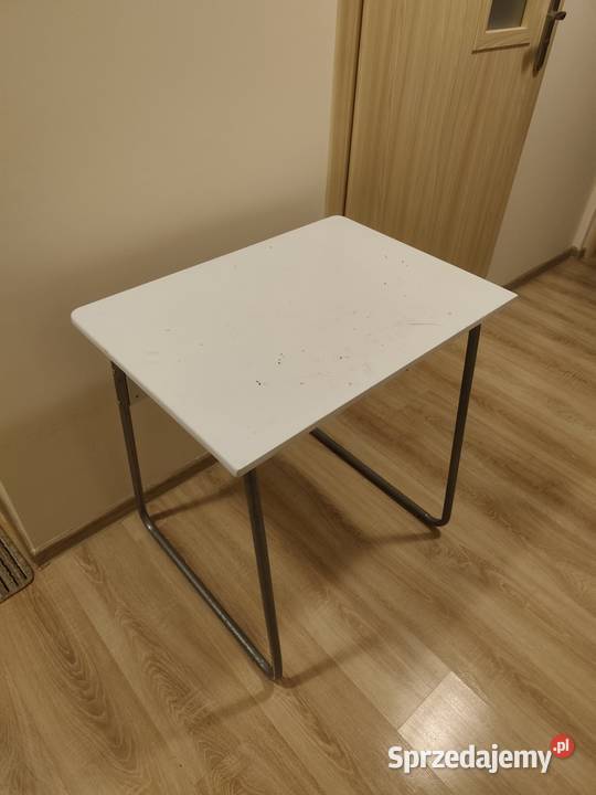 Biały stolik biurko stół 50x70x74 metalowa rama