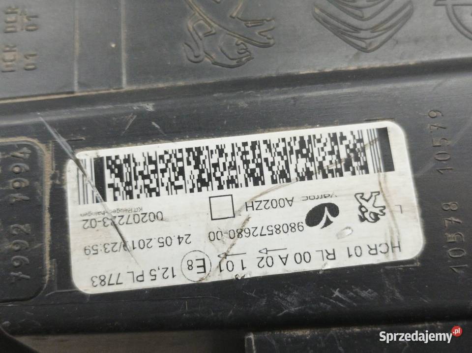 LAMPA PRZÓD LEWA EUROPA 9808572680 Peugeot