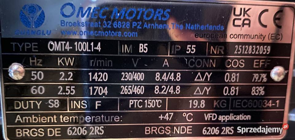 motoreduktor przekładnia 22kW 47obr Pigża